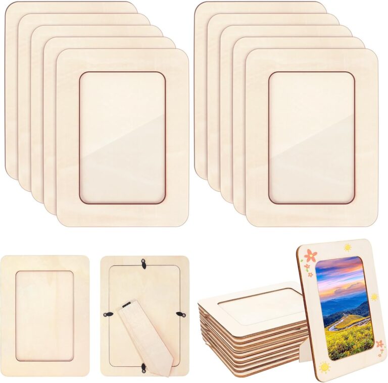 Vmiapxo 10 Pack Wooden Picture Frames for Crafts,DIY Wood Frame for 4x6 Photos,Unfinished Standing Wooden Photo Frames for Painting,Wood DIY Crafts Decorate for Birthday Party Mother's Day Gifts