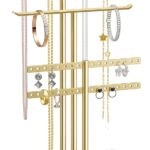 pickpiff Jewelry Stand Holder Organizer: 14.5" Sturdy Hanger for 80 Pcs Jewelry, Gift for Women, Gold Jewlery Tower for Necklace, Earring, Bracelet