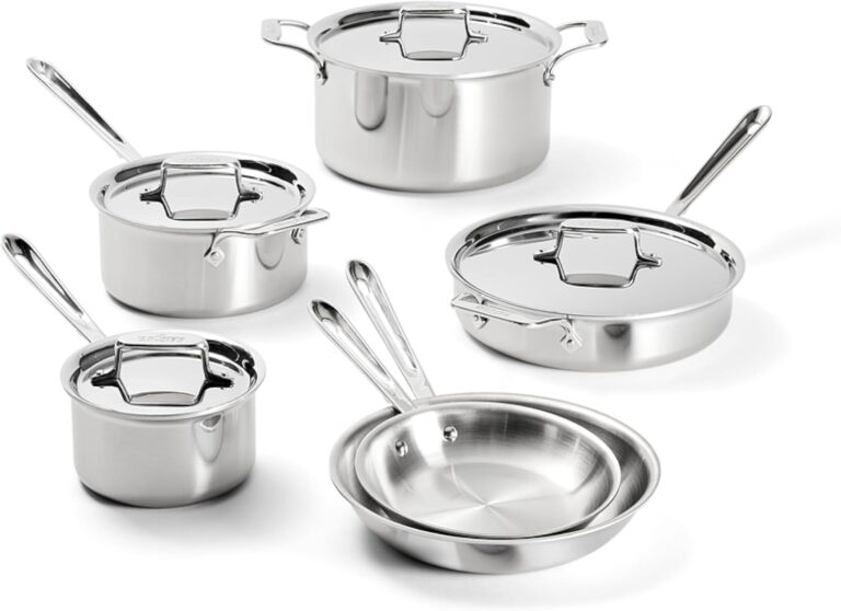 All-Clad D5 Stainless Steel Core 10 Piece Cookware Set- Made in USA- The Upgrade for Supremely Even Heat- Includes Frying Pans, Saucepan, Sautpan, Stockpot -Oven Safe & Induction Compatible