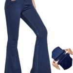IUGA Stretchy Bell Bottom Jeans for Women Sweatpant Jeans V Cross High Waisted Jeggings Pull On Bootcut Jean Flare Leggings