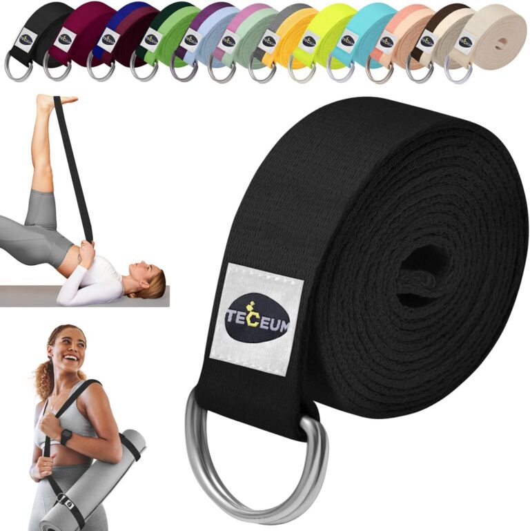 TECEUM Yoga Strap & Mat Strap  2 IN 1  Cotton  6 ft 8 ft 10 ft (30+ colors)  Adjustable Non-Slip Belt for Yoga, Pilates, Stretching, Physical Therapy, Fitness & Home Workout  For Carrying Mats