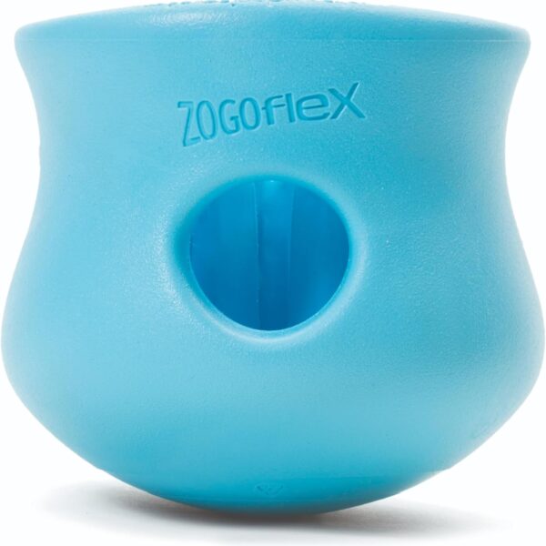 WEST PAW Zogoflex Toppl Interactive Treat Dispensing Puzzle Dog Toy for Mental Stimulation & Enrichment-Holds Kibble & Treats-Lickable, Freezable & Dishwasher Safe-Made in USA-Large-Aqua Blue