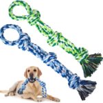 TLAZZ 2 Pack Dog Rope Toys for Medium Large Breed, Nearly Indestructible Dog Chew Toys for Aggressive Chewers, Teeth Cleaning Chew Toys, Dog Tug Toy for Boredom, Dog Rope Toy for Aggressive Chewers