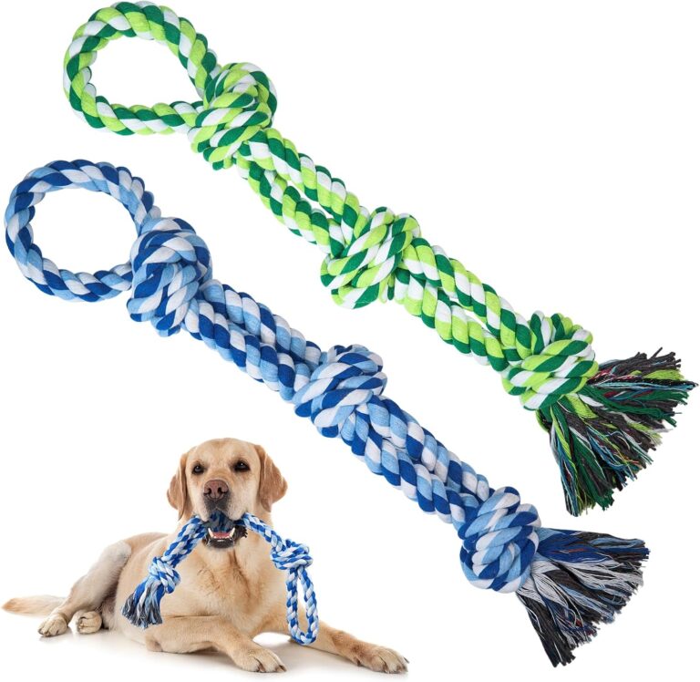 TLAZZ 2 Pack Dog Rope Toys for Medium Large Breed, Nearly Indestructible Dog Chew Toys for Aggressive Chewers, Teeth Cleaning Chew Toys, Dog Tug Toy for Boredom, Dog Rope Toy for Aggressive Chewers