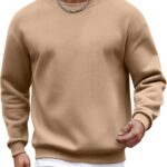 COOFANDY Men's Fleece Crewneck Sweatshirt Cotton Long Sleeve Pullover Casual Thermal Shirts
