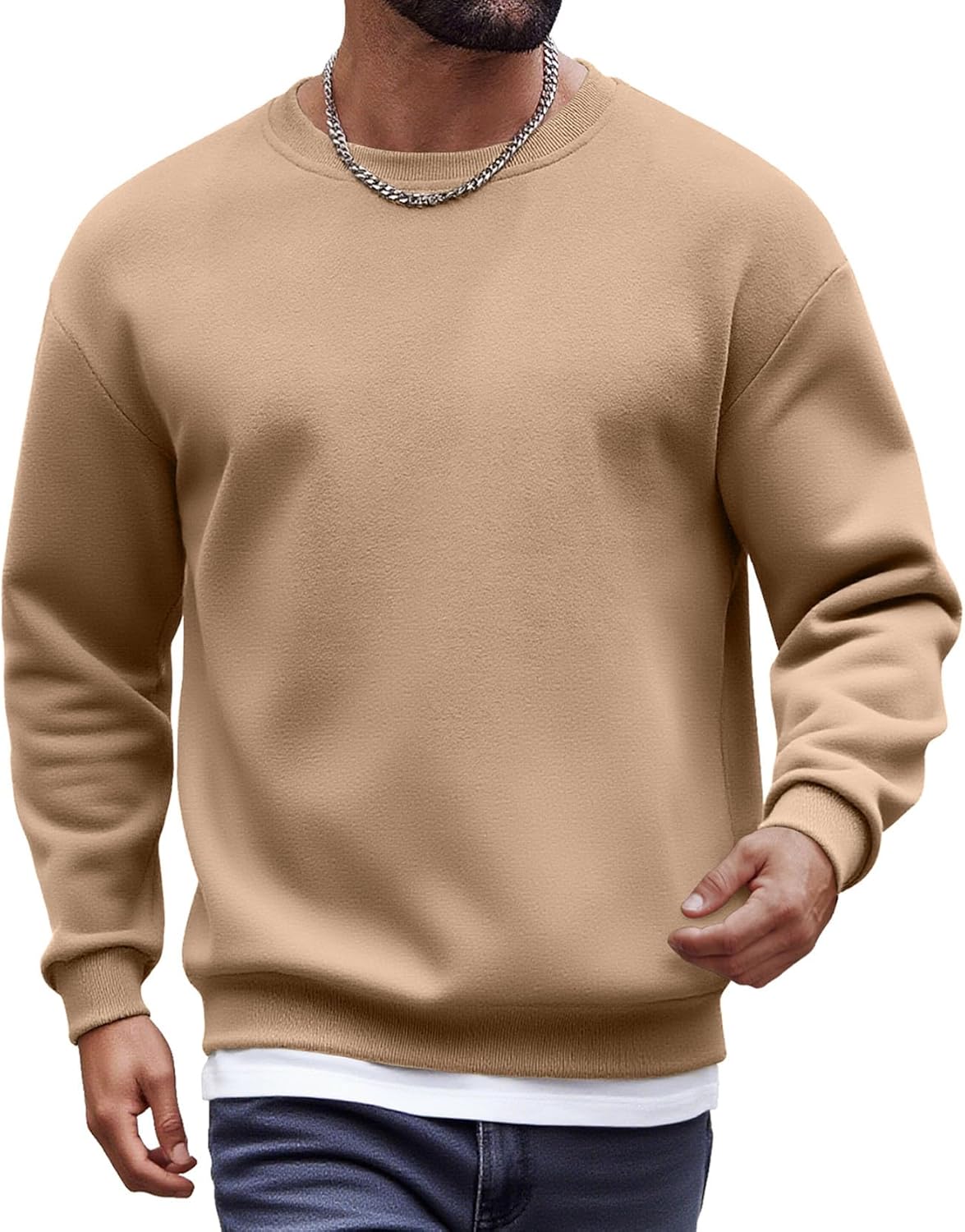 COOFANDY Men's Fleece Crewneck Sweatshirt Cotton Long Sleeve Pullover Casual Thermal Shirts COOFANDY Men's Fleece Crewneck Sweatshirt Cotton Long Sleeve Pullover Casual Thermal Shirts
