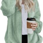 ReachMe Womens Oversized Sherpa Jacket Fuzzy Fleece Zip Up Hoodies with Pockets Warm Fall Outfits Winter Coats