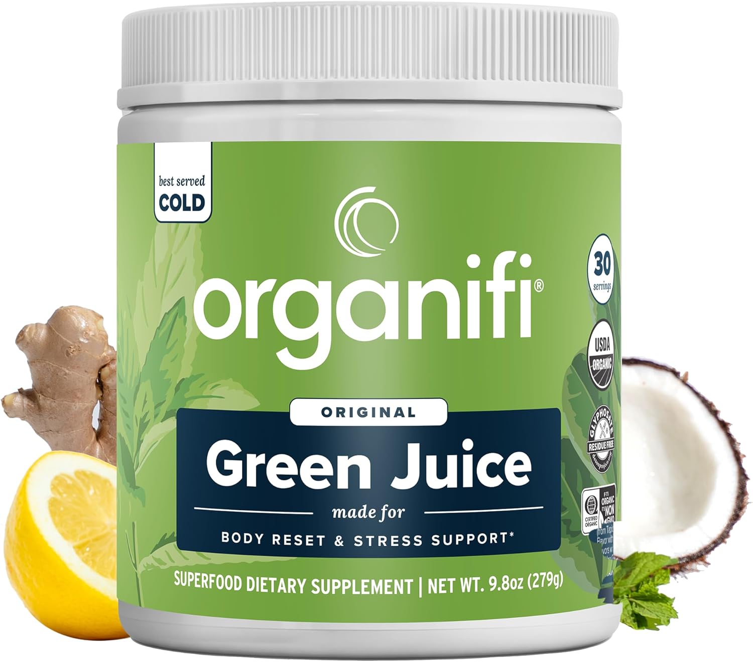 Organifi Green Juice - Powder Supplement with Organic Spirulina, Ashwagandha, and Chlorella - Helps Achieve Fitness Goals and Reduce Cortisol Levels, 30-Day Supply Organifi Green Juice - Powder Supplement with Organic Spirulina, Ashwagandha, and Chlorella - Helps Achieve Fitness Goals and Reduce Cortisol Levels, 30-Day Supply