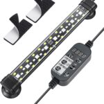 Pawfly 5 W Aquarium LED Light 8 Inch 24/7 Fish Tank Light with Full Spectrum Brilliant White Blue Red Green Lights Multi-Colored LEDs with D/N Mode Single Color Effects Timer and Adjustable Brightness