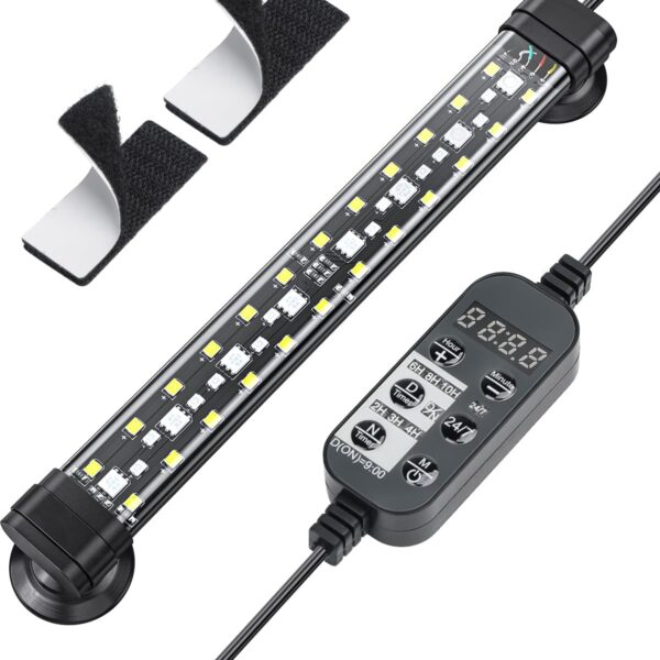 Pawfly 5 W Aquarium LED Light 8 Inch 24/7 Fish Tank Light with Full Spectrum Brilliant White Blue Red Green Lights Multi-Colored LEDs with D/N Mode Single Color Effects Timer and Adjustable Brightness