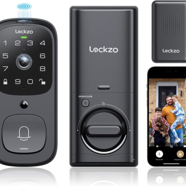 Video Smart Lock with Doorbell, 3 in 1 Keyless Entry Door Lock, Built-in WiFi Camera Deadbolt Lock for Front Door, Fingerprint, Keypad Code, App Control, Voice Control, Auto Lock, IP65, Video Calling