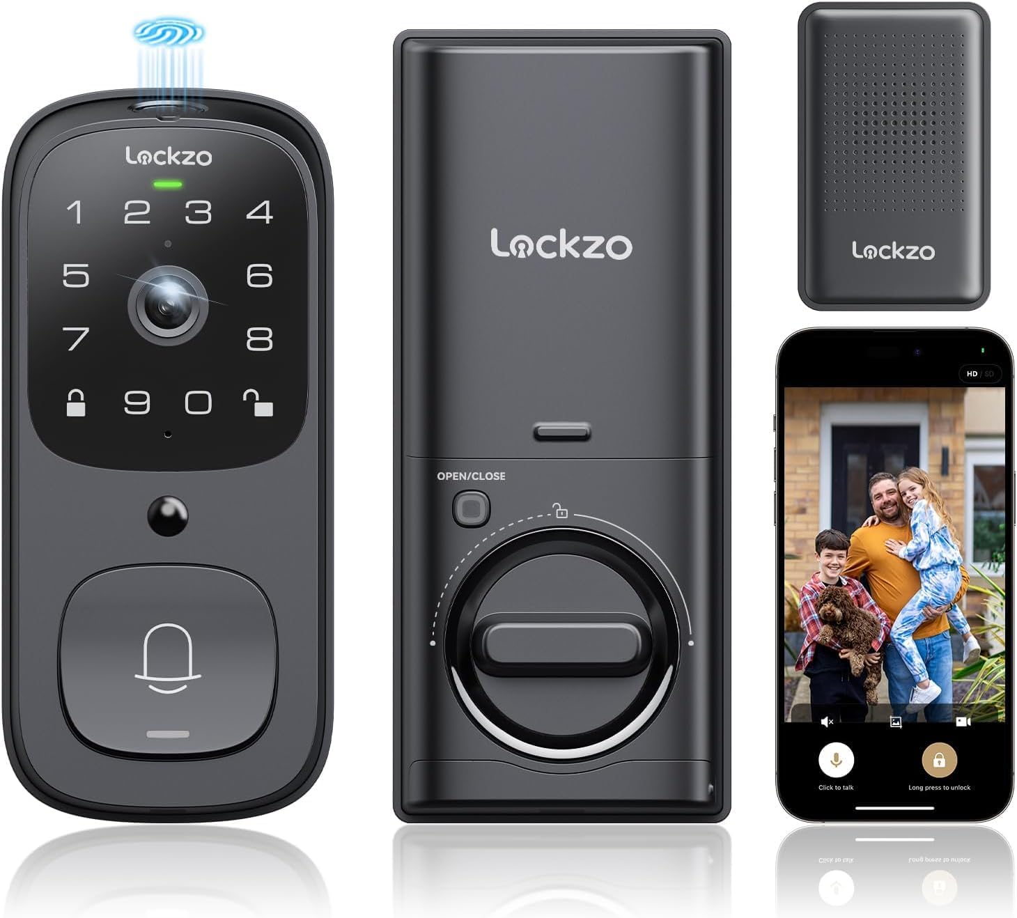 Video Smart Lock with Doorbell, 3 in 1 Keyless Entry Door Lock, Built-in WiFi Camera Deadbolt Lock for Front Door, Fingerprint, Keypad Code, App Control, Voice Control, Auto Lock, IP65, Video Calling Video Smart Lock with Doorbell, 3 in 1 Keyless Entry Door Lock, Built-in WiFi Camera Deadbolt Lock for Front Door, Fingerprint, Keypad Code, App Control, Voice Control, Auto Lock, IP65, Video Calling