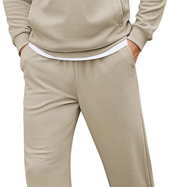 COOFANDY Men's Sweatsuits 2 Piece Set Quarter Zip Pullover with Wide Leg Sweatpants Matching Tracksuit