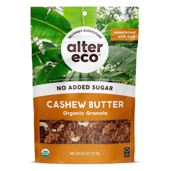Alter Eco Cashew Butter Granola, Healthy, Organic Breakfast & Snack, Naturally Sweetened with Fruit, Vegan, No Artificial Sugars or Additives, Regeneratively-Farmed Oats (Cashew Butter - 1 Pack)