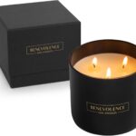 Benevolence LA 3 Wick Candle, Bergamot & Jasmine Large Christmas Scented Candles | Soy Candles | Holiday Candle Gifts for Women and Men | Home Fragrance | Aromatherapy | 14.5 Oz, 45 Hour Burn