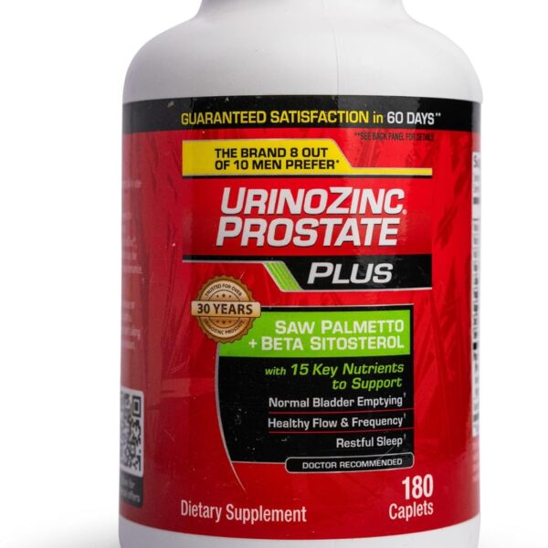 Urinozinc Plus - Prostate Supplement with Beta Sitosterol & Saw Palmetto Reduce Frequent Urination Concerns & Support Your Prostate Health, 180 Caplets