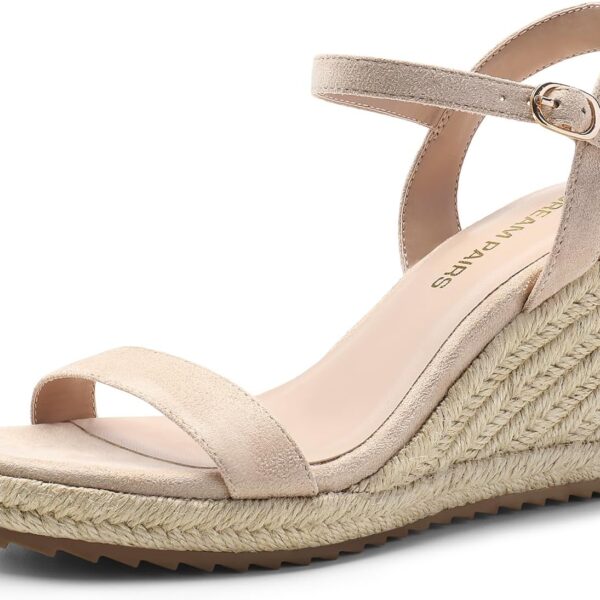 DREAM PAIRS Espadrilles Wedge Sandals for Women, Women's Open Toe Summer Dressy Sandals with Adjustable Ankle Strap and Soft Footbed
