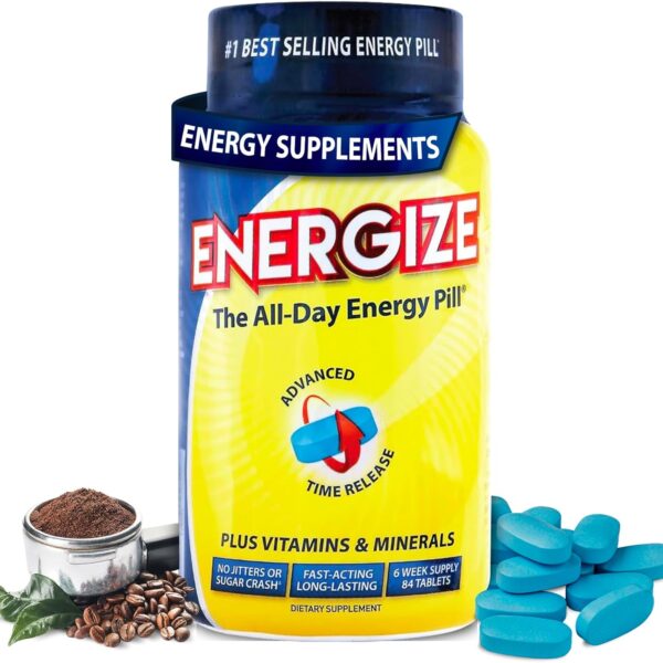 iSatori Energize Caffeine Pills - No Crash, Fast-Acting, Time-Release for Energy Support All Day - Boost Nutrition and Endurance Nootropic Energy Supplements for Men and Women - (84 Caffeine Tablets)