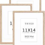 11x14 Picture Frame wooden set of 3, 11x14 mat to 8x10 Modern Style Wood Composite frames 11by14 Poster Fram Tempered Glass Photo Frames for Wall Art Prints for Home Decor