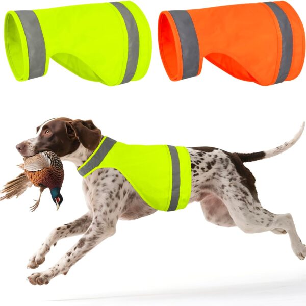 2 Pieces Dog Hunting Vest Reflective Safety Vest Adjustable,High Visibility Jacket Make Your Dog More Visible and Safety from Hunter (Fluorescent Green&Blaze Orange,M)