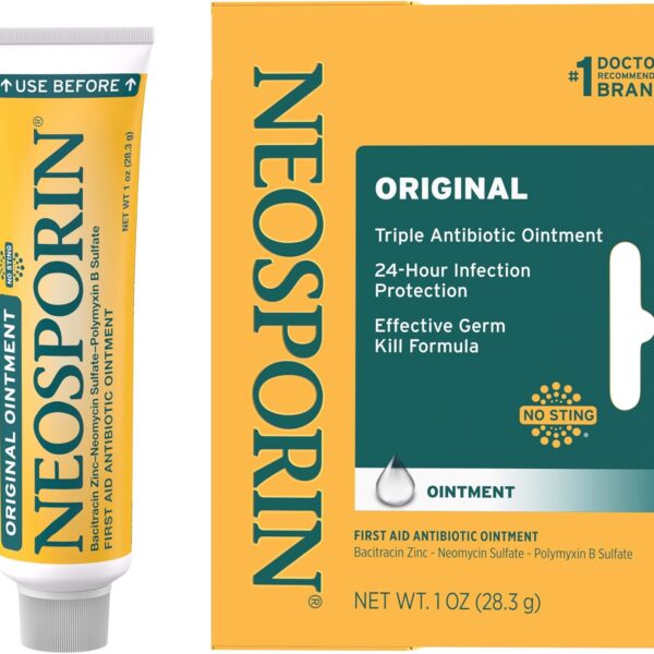 Neosporin Original First Aid Antibiotic Ointment for Wounds, Infection Protection Treatment, Germ-Killing Formula, Helps Minimize Appearance Of Scars for Minor Cuts, Scrapes, Burns, 1 Oz