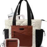 LOVEVOOK Tote Bag for Women, puffer tote bag for Work Travel Nurse, Lightweight quilted Bags with Compartments