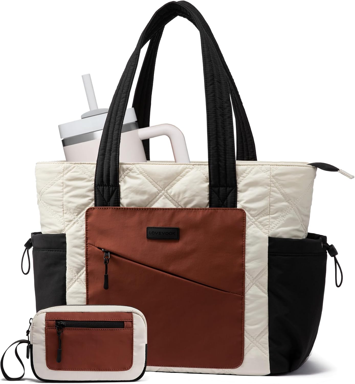 LOVEVOOK Tote Bag for Women, puffer tote bag for Work Travel Nurse, Lightweight quilted Bags with Compartments LOVEVOOK Tote Bag for Women, puffer tote bag for Work Travel Nurse, Lightweight quilted Bags with Compartments