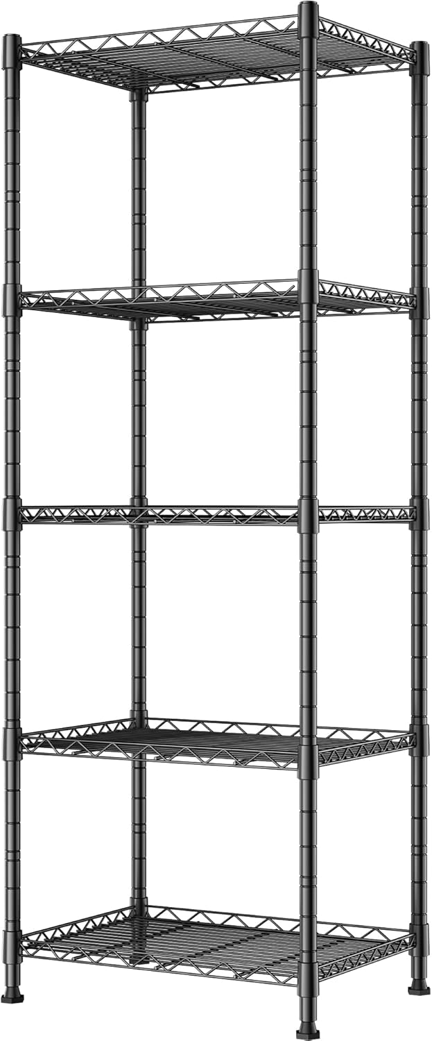 REGILLER 5-Wire Shelving Metal Storage Rack Adjustable Shelves,Standing Storage Shelf Units for Laundry Bathroom Kitchen Pantry Closet(Black,11.8" D x 16.6" W x 53.5" H) REGILLER 5-Wire Shelving Metal Storage Rack Adjustable Shelves,Standing Storage Shelf Units for Laundry Bathroom Kitchen Pantry Closet(Black,11.8" D x 16.6" W x 53.5" H)