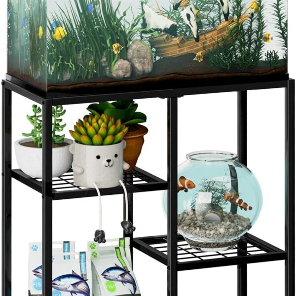 CADUKE Aquarium Stand 20 Gallon, Metal Fish Tank Stand, Aquarium Rack Stand for Fish Tank Accessories , 3 Tier Turtle Reptile Terrarium Stand for Living Room Office