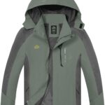 TEZO Mens Rain Jacket Waterproof with Hooded Hiking Coat Lightweight Windbreaker