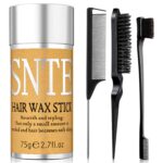 Slick Back Hair Brush & Hair Wax Stick Set - Frizz Control & Flyaway Smoothing - Sleek Ponytails, Buns, Edges - Styling Cream/Gel/Balm/Pomade Stick for Women - Styling Accessories for Girls & Kids