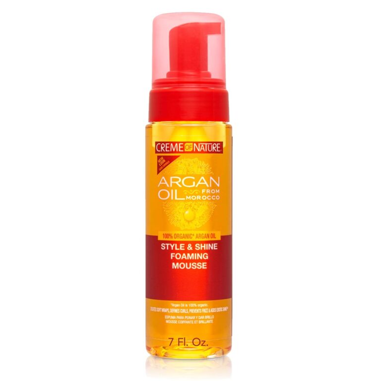 Creme of Nature Style & Shine Foaming Mousse, Defines Curls & Controls Frizz, Moisturizes Hair while Adding Shine with Argan Oil from Morocco, 7 fl oz