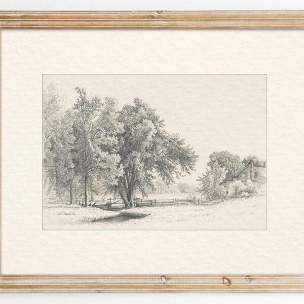 Kizbok Vintage Wall Art Decor Neutral Landscape Sketches Canvas Prints Vintage Landscape Oil Painting Art Pictures for Bedroom, Farmhouse Wall Decor for Bathroom Home(8" x 10"-UNFRAMED)