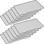 Harloon 12 Pack 16 x 9.8 Inches Nonstick Cooling Racks for Baking, Grid Wire Cookie Cooking Racks Oven Safe Carbon Steel Baking Rack Sheet Rack for Cookie Cake Grilling Drying Roasting (Black)
