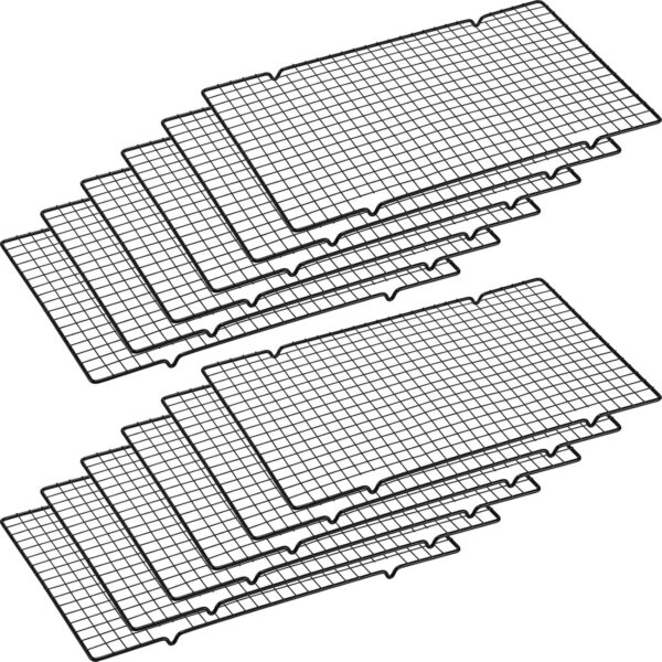 Harloon 12 Pack 16 x 9.8 Inches Nonstick Cooling Racks for Baking, Grid Wire Cookie Cooking Racks Oven Safe Carbon Steel Baking Rack Sheet Rack for Cookie Cake Grilling Drying Roasting (Black)