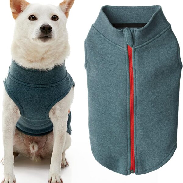 Gooby Zip Up Microfiber Fleece Dog Sweater - Turquoise, Large - Warm Double Layered Soft Microfiber Fleece Step-in Dog Jacket for Small to Medium Dogs