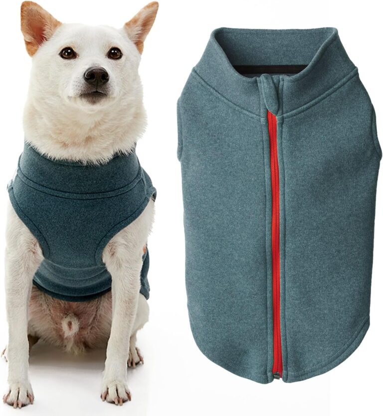 Gooby Zip Up Microfiber Fleece Dog Sweater - Turquoise, Large - Warm Double Layered Soft Microfiber Fleece Step-in Dog Jacket for Small to Medium Dogs