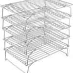 P&P CHEF Cooling Rack, 5-Tier Stainless Steel Stackable Baking Cooking Racks for Cooling Roasting Grilling, Collapsible & Heavy Duty, Oven Safe & Easy Clean, 15" x 10", Silver