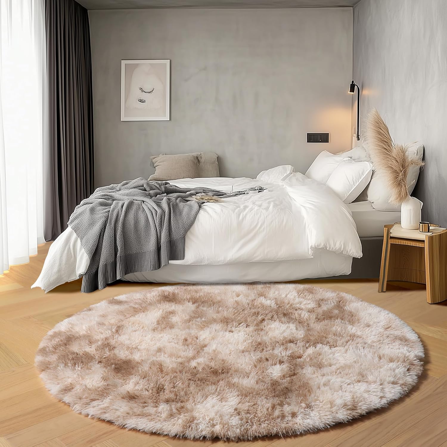 ONASAR Tie-Dye Beige Round Area Rugs 5ft, Soft Bedroom Circle Rug Floor Mats for Kids Girls Teen Room, Kawaii Fluffy Plush Shaggy Carpet for Baby Nursery Living Room Playroom Home Decor ONASAR Tie-Dye Beige Round Area Rugs 5ft, Soft Bedroom Circle Rug Floor Mats for Kids Girls Teen Room, Kawaii Fluffy Plush Shaggy Carpet for Baby Nursery Living Room Playroom Home Decor