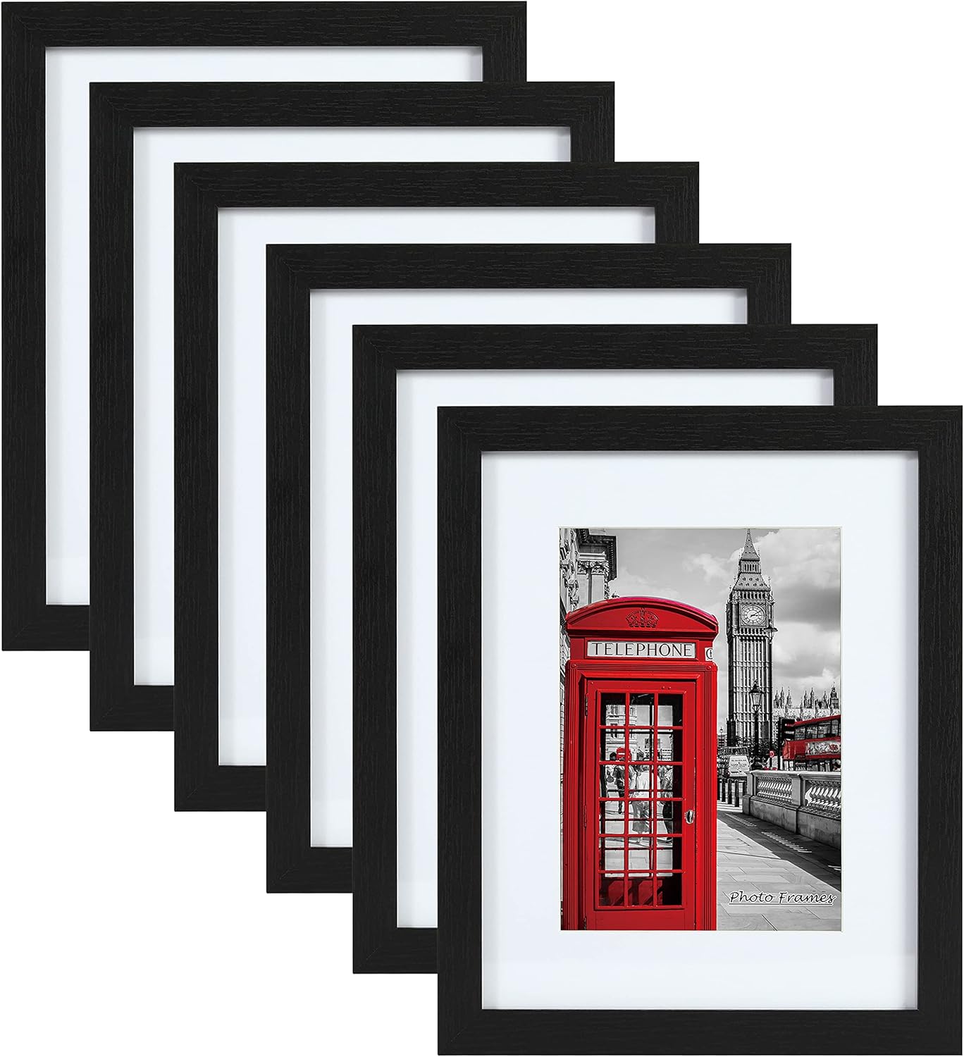 PEALSN 11x14 Picture Frame Set of 6, Display Pictures 8x10 with Mat or 11x14 without Mat for Wall Mounting or Table Top Display, Photo Frames Collage for Wall Decor, Black Woodgrain. PEALSN 11x14 Picture Frame Set of 6, Display Pictures 8x10 with Mat or 11x14 without Mat for Wall Mounting or Table Top Display, Photo Frames Collage for Wall Decor, Black Woodgrain.