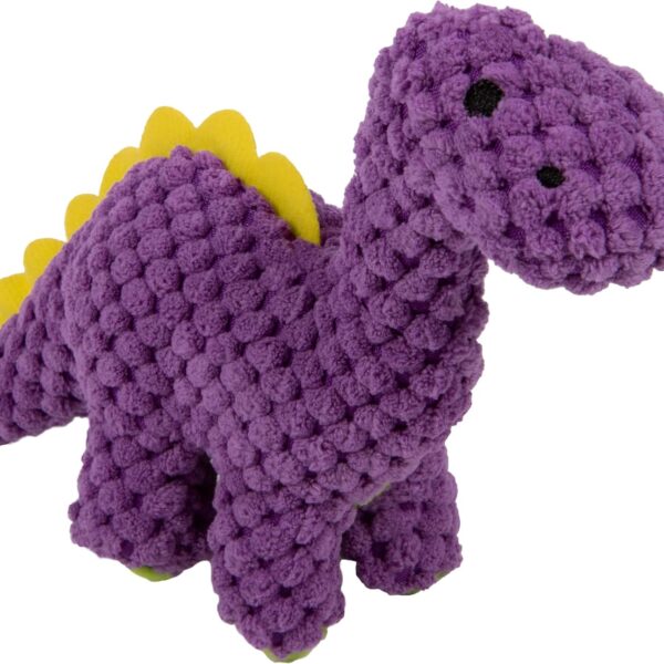 goDog Checkers Just for Me Dinos Bruto Squeaky Plush Dog Toy, Chew Guard Technology - Purple, Mini