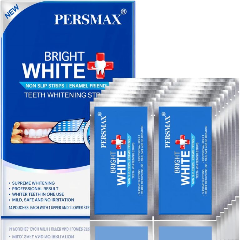 PERSMAX Teeth Whitening Strips  Professional Dentist Approved, Gum-Safe Formula, 14 Treatment, 28 Non-Slip Strips, Pain-Free Express Whitening Kit in 30 Min, Easy to Use for Bright Smile
