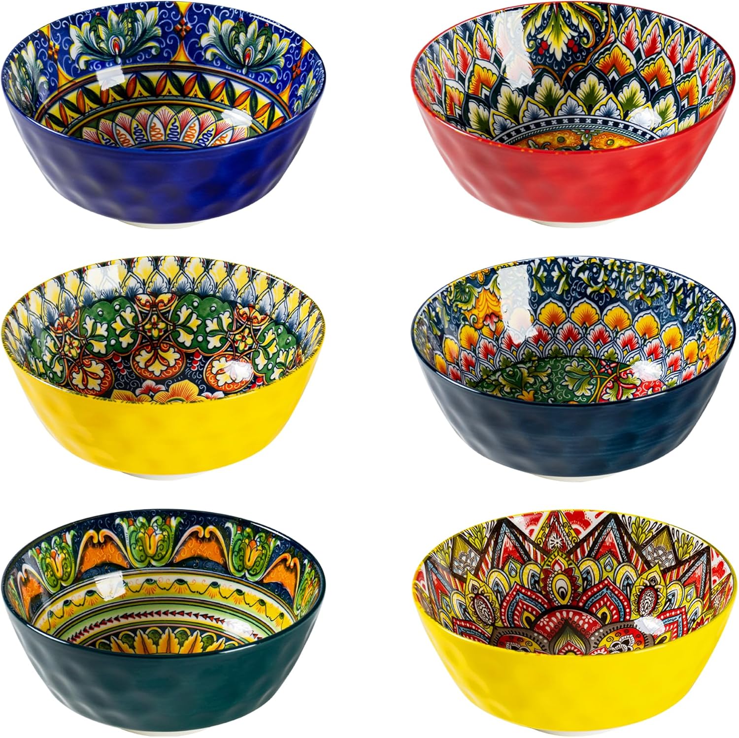 Henten Home Ceramic 25 oz Soup Bowl Set, Cereal Bowl Set of 6, Boho Colorful Serving Bowls for Salad, Pasta, Noodle, Rice, Oatmeal, Microwave & Dishwasher Safe Henten Home Ceramic 25 oz Soup Bowl Set, Cereal Bowl Set of 6, Boho Colorful Serving Bowls for Salad, Pasta, Noodle, Rice, Oatmeal, Microwave & Dishwasher Safe