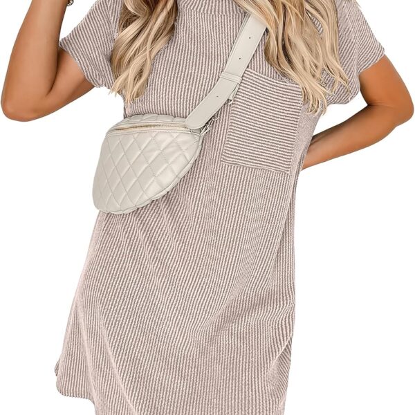 ANRABESS Womens Casual Summer Ribbed Knit Tunic Tshirt Mini Dresses 2026 Trendy Crewneck Short Sleeve Beach Loose Shift Dress