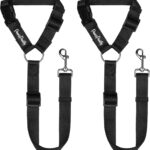 PawsPawty 2 Pack Headrest Dog Car Safety Seat Belt Adjustable Nylon Fabric Car Leash Vehicle Seatbelts Harness for Dogs 2-in-1 Leash and Restraint