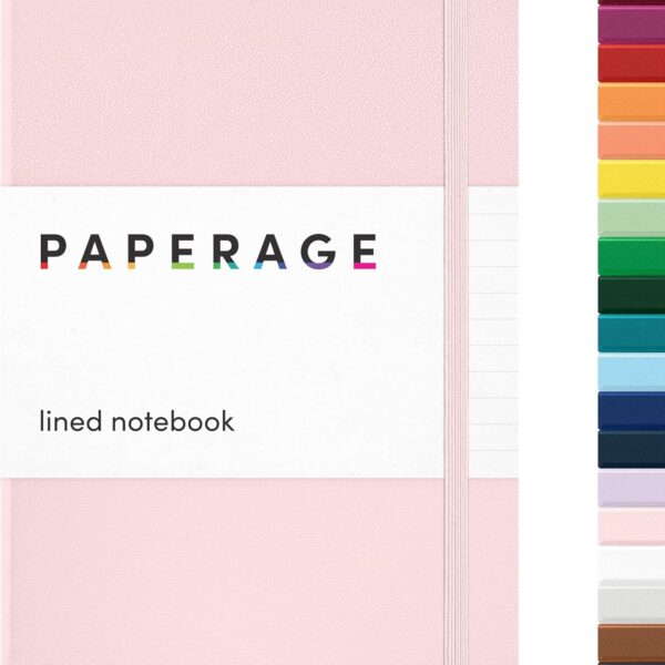 PAPERAGE Lined Journal Notebook, (Blush), 160 Pages, Medium 5.6 in x 8 in - 100 GSM Thick Paper  Hardcover Journaling Notebook for Work, School & Note Taking