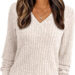 AUTOMET Womens V Neck Long Sleeve Shirt Fall Fashion Tops Tunic Dressy Casual Sweater Clothes Cute Trendy Work Outfits 2026
