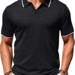 COOFANDY Mens Polo Shirts Short Sleeve Casual Knit Polo Shirt Vintage Golf T Shirts Old Money Tops