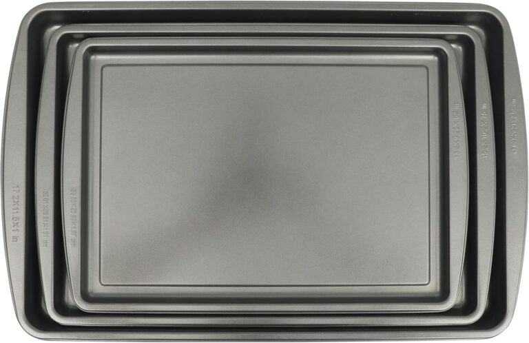 Gibson Home 3 Piece Carbon Steel Nonstick Kitchen Baking Pans/Cookie Sheet Bakeware Set, Premium PFA Nonstick Material