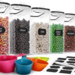 Cereal Container Set, MCIRCO Airtight Food Storage Containers ((4L /135.2oz) Set of 6, Cereal Dispensers with Measuring Tools
